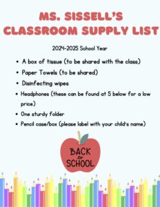 Kindergarten Supply list